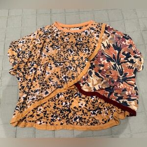 We The Free Orange and Black Patterned Top